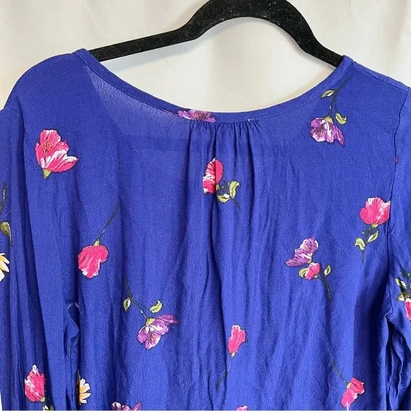 Skies Are Blue Floral Blouse Casual Long Sleeve Blue Shirt Women’s Size Medium - Picture 11 of 12